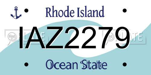 IAZ2279 Rhode Island License Plate