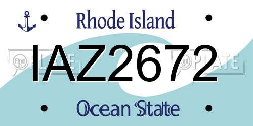 IAZ2672 Rhode Island License Plate
