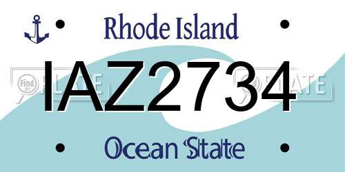 IAZ2734 Rhode Island License Plate