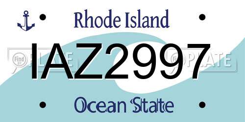 IAZ2997 Rhode Island License Plate
