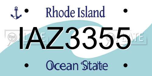 IAZ3355 Rhode Island License Plate