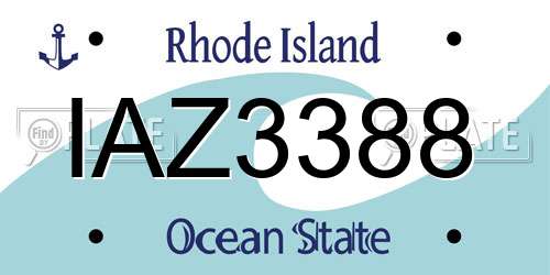 IAZ3388 Rhode Island License Plate