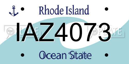 IAZ4073 Rhode Island License Plate