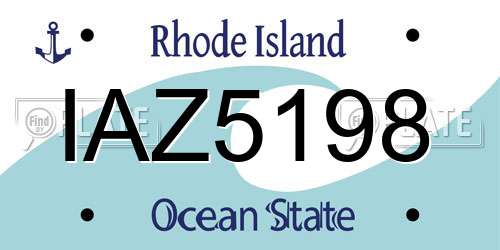 IAZ5198 Rhode Island License Plate
