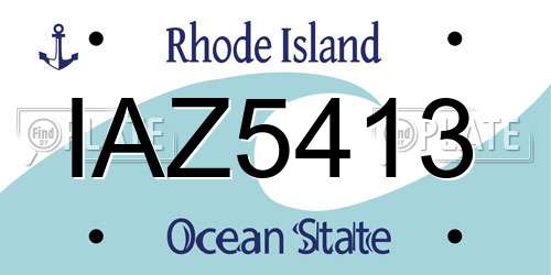 IAZ5413 Rhode Island License Plate