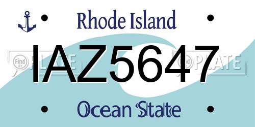 IAZ5647 Rhode Island License Plate