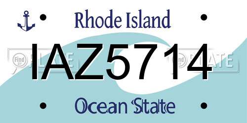 IAZ5714 Rhode Island License Plate