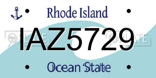 IAZ5729 Rhode Island License Plate