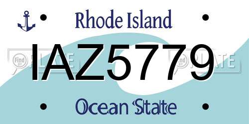 IAZ5779 Rhode Island License Plate