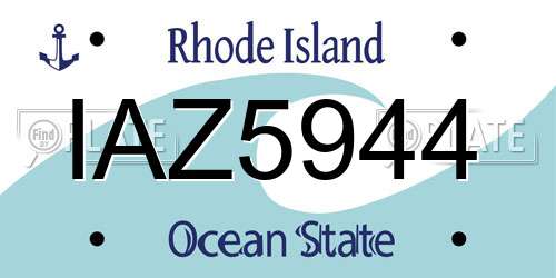 IAZ5944 Rhode Island License Plate