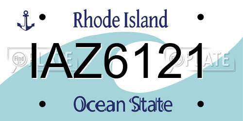 IAZ6121 Rhode Island License Plate