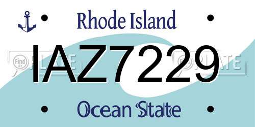 IAZ7229 Rhode Island License Plate