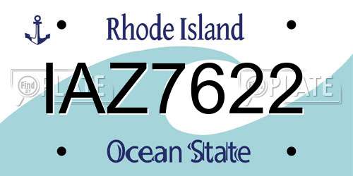 IAZ7622 Rhode Island License Plate
