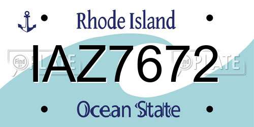 IAZ7672 Rhode Island License Plate