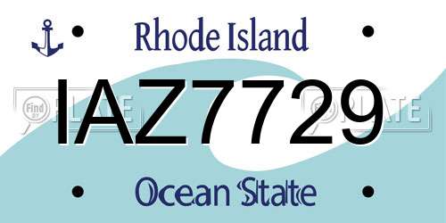 IAZ7729 Rhode Island License Plate