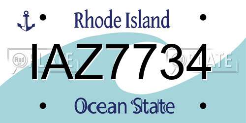 IAZ7734 Rhode Island License Plate