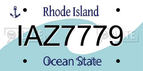 IAZ7779 Rhode Island License Plate