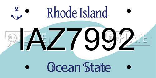 IAZ7992 Rhode Island License Plate