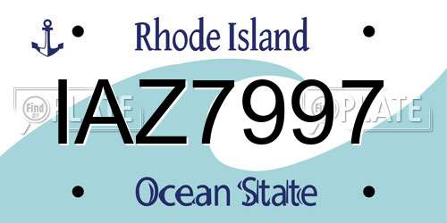 IAZ7997 Rhode Island License Plate