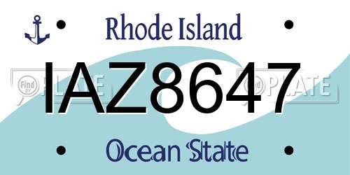 IAZ8647 Rhode Island License Plate