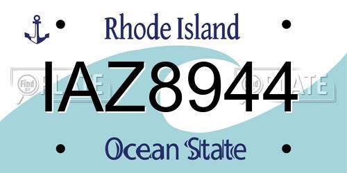 IAZ8944 Rhode Island License Plate