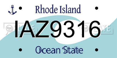 IAZ9316 Rhode Island License Plate