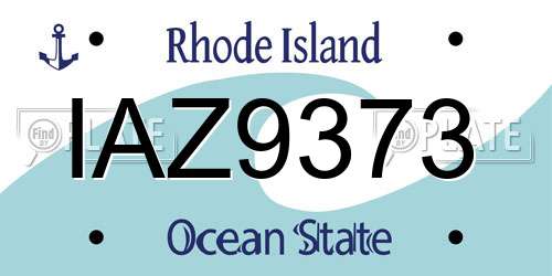 IAZ9373 Rhode Island License Plate