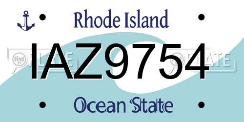 IAZ9754 Rhode Island License Plate