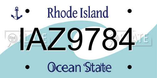 IAZ9784 Rhode Island License Plate