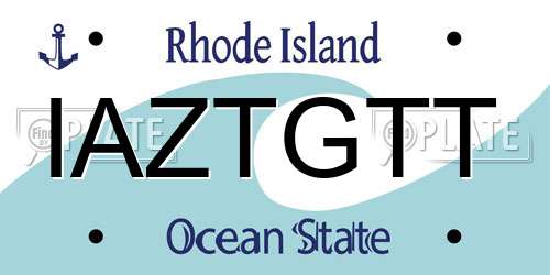 IAZTGTT Rhode Island License Plate