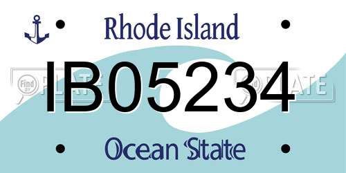 IB05234 Rhode Island License Plate