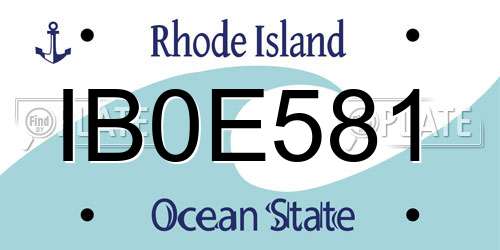 IB0E581 Rhode Island License Plate