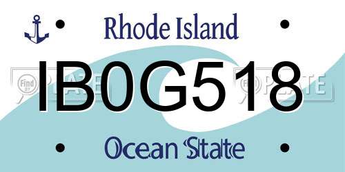 IB0G518 Rhode Island License Plate