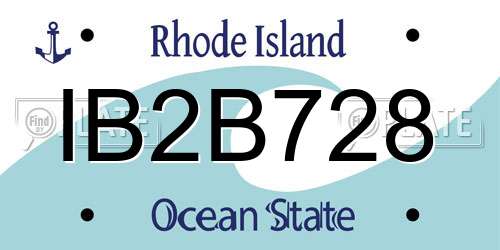 IB2B728 Rhode Island License Plate