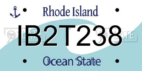 IB2T238 Rhode Island License Plate