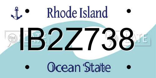 IB2Z738 Rhode Island License Plate