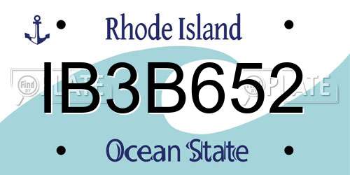 IB3B652 Rhode Island License Plate
