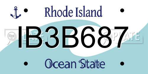 IB3B687 Rhode Island License Plate