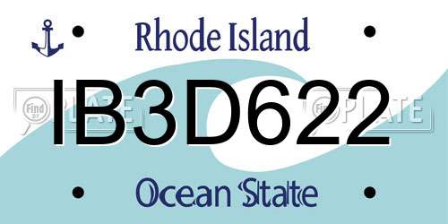 IB3D622 Rhode Island License Plate