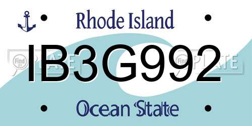 IB3G992 Rhode Island License Plate