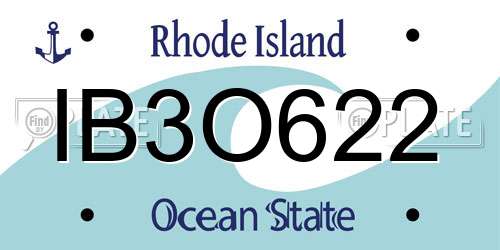 IB3O622 Rhode Island License Plate