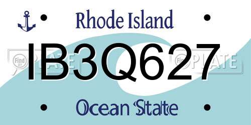 IB3Q627 Rhode Island License Plate