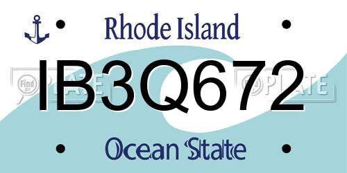 IB3Q672 Rhode Island License Plate
