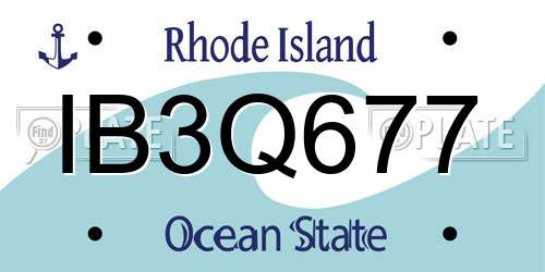 IB3Q677 Rhode Island License Plate