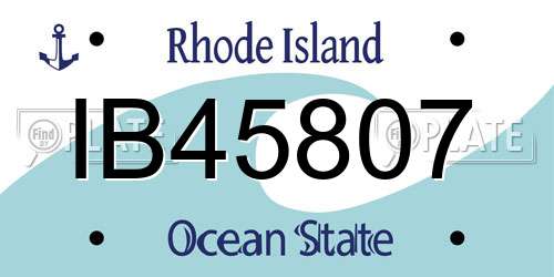 IB45807 Rhode Island License Plate