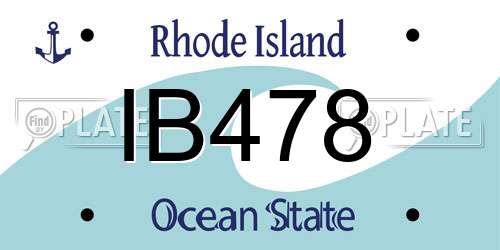 IB478 Rhode Island License Plate