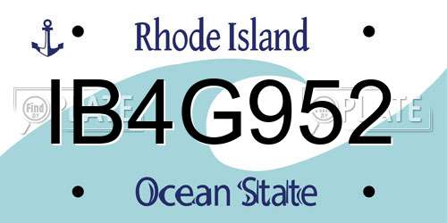 IB4G952 Rhode Island License Plate