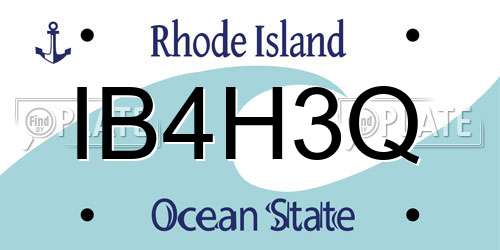 IB4H3Q Rhode Island License Plate
