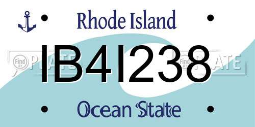 IB4I238 Rhode Island License Plate