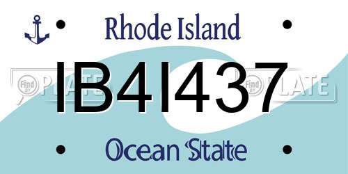 IB4I437 Rhode Island License Plate